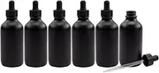 Cornucopia 4oz Black Glass Dropper Bottles (6-Pack), Refillable Glass Eye Dropper Containers for Essential Oils, Cosmetics, and Cooking