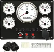 Zohisin Boat Instrument Panel 4000rpm Tachometer Fuel Water Temperature Oil Pressure Meter Voltmeter Gauge Set White (White Dial)