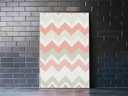 Pink And Mint Green Chevrons Mcm Style Mid Century Modern Home Decor Framed Print Whimsical Wall Art