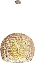 19.7in Large Woven Pendant Light Rattan Ceiling Lighting Fixture Lantern Hollow Design Bamboo Wicker E27 Chandelier Beige Lampshade for Living Room Dining Room Hanging Lamp