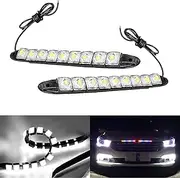 jokormo 2 PCS LED Car Daytime Running Strip Lights Kit, Super Bright IP67 Waterproof Vehicle Fog Lamp, Universal 12V Flexible High Power Automotive Clearance Light for Truck SUV Car (White)
