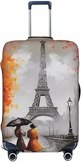 [STVYUKL] Eiffel Tower Paris Painting Luggage Cover Personalized Elastic Washable Suitcase Cover Luggage Protector Auti-Scratch Suitcase Case Protector Fits 18-32 Inch Luggage, Black, X-Large