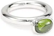 [Giorgio Martello] Stackable Ring in Sterling Silver with Rhodium and Cabochon Green Cubic Zirconium Ring