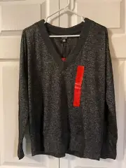 Buffalo David Bitton Soft Black Cozy V-Neck Long Sleeve Knit Top - Choose Size