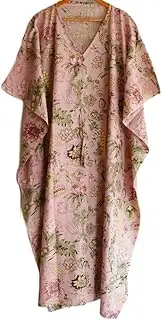 [INDACORIFIE] Indian Handmade Women Cotton Kaftan Comfortable Clothing Hand Block Print Kaftan, Multi-Coloured, One Size