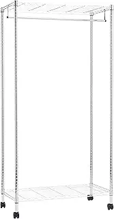 AmazonBasics Garment Rack with Top and Bottom Shelves - Chrome