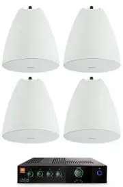 JBL CSMA 180 Commercial 70v Amplifier+(4) White 6.5" Hanging Pendant Speakers