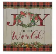 Joy To The World Christmas Holiday Sign Shelf Sitter Wall Art Ornament 5" x 5"