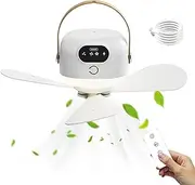 Usb Rechargeable Fan, Remote Controlled Cooling, Adjustable Gear Settings, Built-In Night Light, Compact Portable Design, Perfect for Outdoor Camping, Rv, Patio, and Festival Use