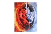Anne Stokes Fire And Ice Canvas Plaque (Red/Blue) (25cm x 19cm)