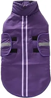BYVCUI Windproof Dog Coats for Small Medium Large Dogs, Winter Warm Dog Jacket, Adjustable Thicken Dog Snowsuit with Reflective Strips, Waterproof Pet Harness Vest, Dog Clothes (Purple, L)