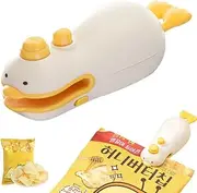 Bag Sealer, Multi-Functional Cute Duck Mini Bag Sealer and Cutter, Portable Chip Food Bag Sealer, Rechargeable Bag Sealer Heat Seal for Snacks Plastic Bag Food Storage (yellow)