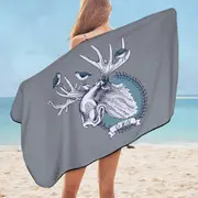 Go Wild Moose and Birds Microfiber Beach Towel