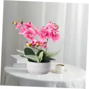 Orchids Artificial Flowers 15" Pink Phalaenopsis Silk Fake Orchid with Ceramic