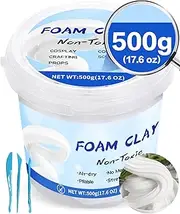 Modeling Foam Clay,500g Soft Air Dry Clay for Adults Lightweight DIY Creative Art Supplies with Sculpting Tools,Suitable for Cosplay/Crafts/Design/Shaping-White
