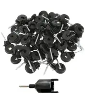100-Pack Electric Fence Insulators - Durable Screw-in Rings with Tool Included