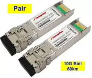 Pair - 60km 10G BiDi SFP+ Transceiver for Cisco, Mikrotik, Huawei, Juniper