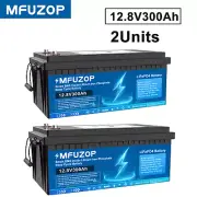 2x 12V 300Ah Lithium Battery 24 LiFePO4 Deep Cycle Built-in BMS Rechargeable RV