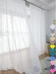 Window White Sheer Curtains 120 Inches Long 2 Panels Sheer White Curtains Clear Curtains Basic Rod Pocket Panel 63 72 95 108 Inch for Bedroom Children Living Room Yard Kitchen