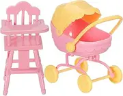 Set of Miniature Accessories for Dolls Baby Stroller High Chair for Doll Playhouse Pretend Games