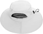 [GALPADA] Fisherman Hat for Women Sun Hat Wide Brim Ponytail Friendly for Gardening Camping Light Grey