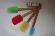 New Good Cook Set of 4 Silicone Spatulas with Bamboo Handles * Mixer * Scraper *