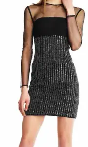 Aidan Mattox Women's Sheath Mesh Beaded Sequin Dress Size 6 MSRP $275.00