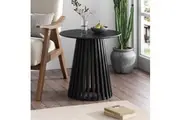 Dreamo Round Slatted Side Table Black