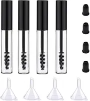 ForSewian 4 Pack Empty Mascara Tube with Eyelash Wand, 10ml Premium Eyelash Cream Container Bottle with Mini Funnels and Leak Stoppers (black)