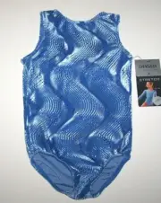 Danskin Leotard Bodysuit Velvet Hologram Blue Flash Geometric New Girl 2 3
