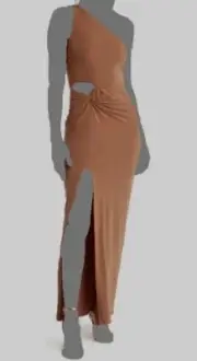 $375 Alice + Olivia Women's Brown Ashby Twist Hip Cutout Dress Size 2