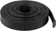 AcbbMNS 65.6ft 1/2 Inch PET Expandable Braided Cable Sleeving Cord Organizer Wire Loom Tubing Wiring Harness Management Sleeve, Black Wire Protector Cable Wrap Cover