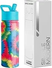 Simple Modern Kids Water Bottle with Straw Lid | Insulated Stainless Steel Reusable Tumbler for School, Girls | Summit Collection | 18oz, Tie-Dye
