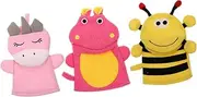 Baluue 3Pcs Bath Sponge Gloves Cartoon Shower Mitts for Gentle Exfoliating Scrubber for Bath Soft and Comfortable for Newborns and Young