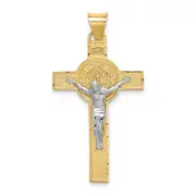 14k Two-tone Gold Two-tone Gold St. Benedict Medal Crucifix Cross Pendant