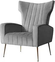 Artiss Armchair Velvet Grey Arm Recliner Lounge Dining Chairs Sofa Nursing Occasional Seat Reading Seating Armchairs Home Living Room Bedroom Furniture, with Extra Wide Back Design