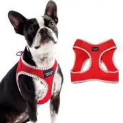 Country Living by Silver Paw Step in Dog Harness RED/GREY/WHITE Size Large ~ NWT