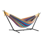 Double Cotton Hammock with Metal Stand Combo (250cm) Tropical