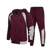 Men's Tracksuit Outfit Set Hoodies Set Hoodie Outdoor Daily Sports Zip Up Pocket Drawstring Color Block Black White Red Polyester Activewear Fashion Streetwear