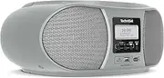 TechniSat DIGITRADIO 1990 Stereo Boombox with DAB+/FM Radio and CD Player (Bluetooth Audio Streaming, Headphone Jack, USB, AUX in, Charging Function, Clock, 2 x 1.5 Watt Output Power) Silver