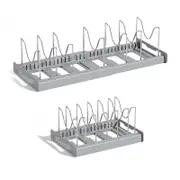 Kitchen Cabinet Drawer Pan Pot Plate Lid Organiser Insert Divider Storage Stand Expandable Lid Holder Grey