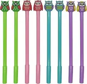 Maydahui 12PCS Owl Shaped Rollerball Pens Cute Kawaii Animal Pen Novelty Bird Writing Pen Black Gel Ink Desk Decor Accessories for School Office