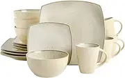 Gibson Elite Soho Lounge Reactive Glaze Stoneware Dinnerware Set, Service for 4 (16pc), Speckled Taupe