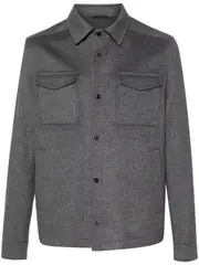 press-stud brushed shirt jacket