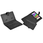Bluetooth Keyboard with Leather Case Cover Universal Keyboard with Portfolio Flip Case and Stand for iOS Android-Black