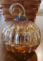 Iridescent Orange Pumpkin Jar w/Lid Creative Co-op BRAND NEW