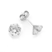 9ct White Gold Cubic Zirconia 6mm Stud Earrings in Clear