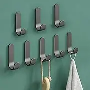 Self Adhesive Wall Hooks, 8 Pieces Heavy Duty Towel Hooks, Wall Hanging Hooks for Key Robe Coat Towel, Door hooks, Waterproof, Wall Mount Hook for Bathroom, Kitchen, Home, Office (black)