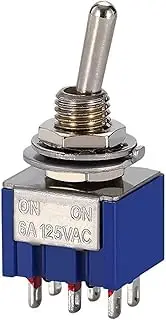 KLVN 5/10Pcs Miniature Lever Toggle Switch Single Pole Double Throw ON-Off-ON/ON-ON 120VAC 6A 1/4 Inch Mounting MTS-102 103 202 203(MTS-202,10Pcs)