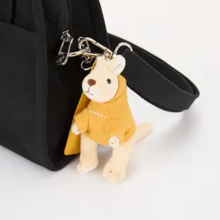 【KANGOL】袋鼠玩偶側背包 帆布包 方包 吐司包 斜背包 單肩包(黃色/米白/黑色)